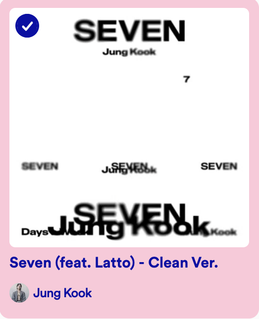 kookicas's tweet photo. pls vote Jungkook SEVEN 💜

#SEVENbyJUNGKOOK #Seven_Jungkook #SevenDaysAWeek #jungkook #bts

https://t.co/6gcYN5k64c https://t.co/IvpjTSOt9x