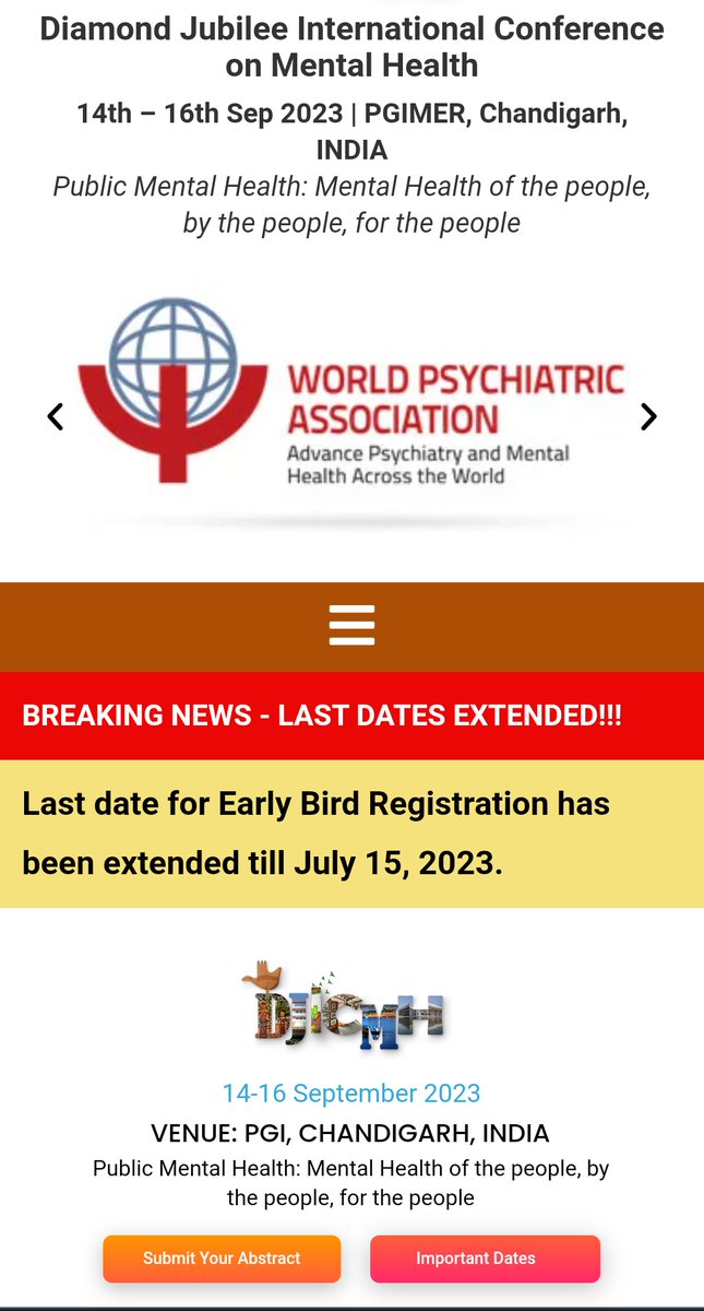 djicmhpgimer's tweet photo. LAST DAY for Early Bird Registration and Oral Papers submission.
HURRY!!! 
#DJICMH #Public #MentalHealth