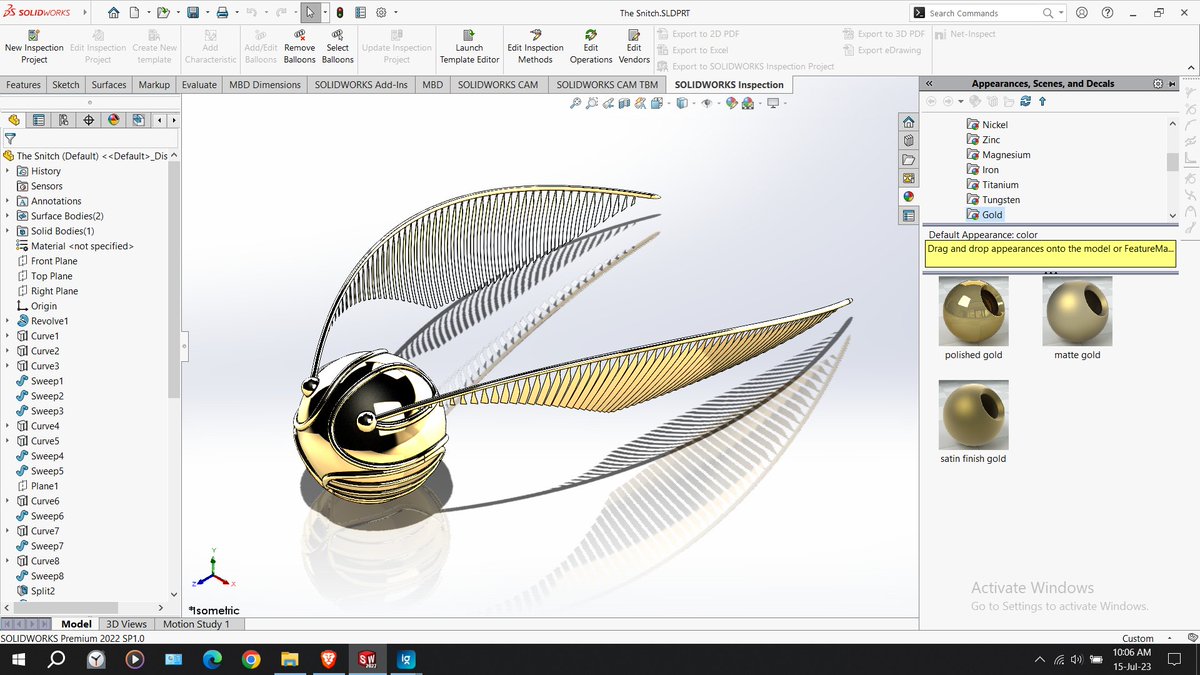📌 The Snitch (From Harry Potter)

Designed in #solidworks 

#3ddesign #productdesign #dassaultsystèmes #cad #HarryPotter #snitch #3DEXPERIENCE