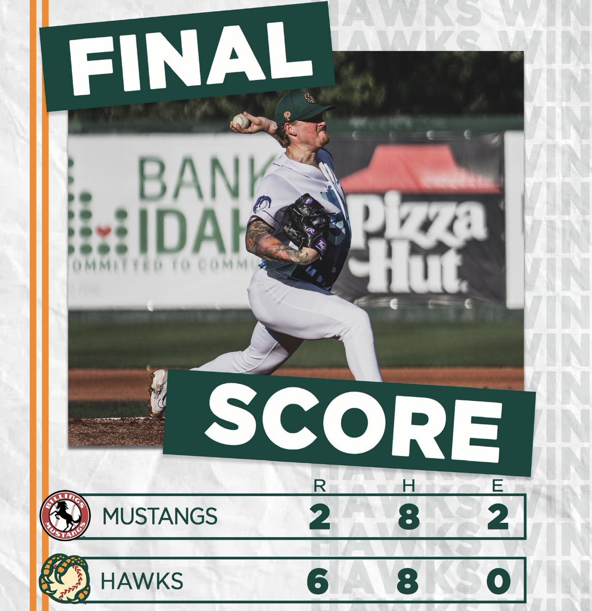 Hawks clinch the series with a 6-2 win over the Billings Mustangs!