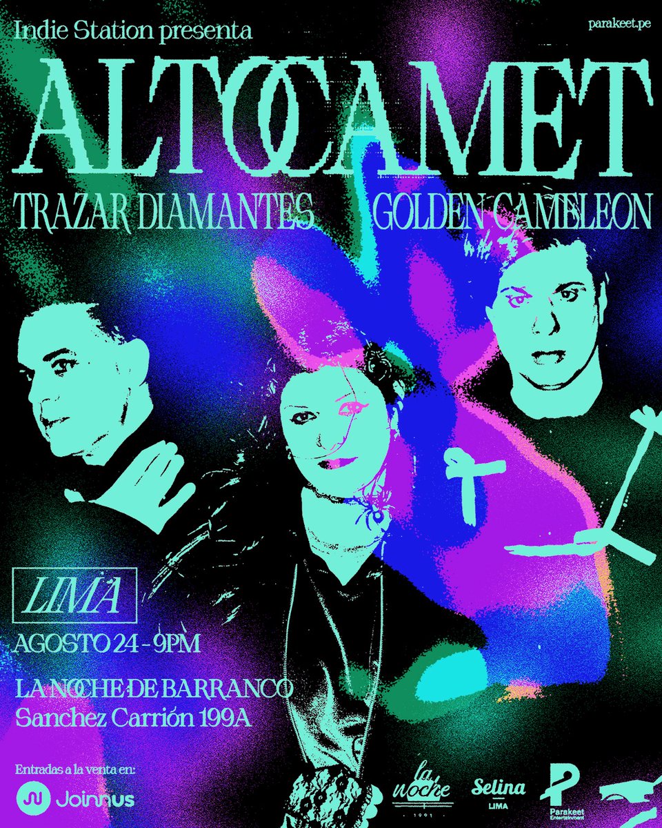 altocamet's tweet photo. LIMA 🇵🇪 MUY felices de anunciarles que regresamos a PERÚ 🏄‍♂️🌘✨ 24 AGOSTO en La Noche de Barranco junto a @trazardiamantes y @goldencamaleon.  Gracias a IndieStation @parakeetpe y @casadelpuente . Arte por @queridas_ 🏆.  TKTS 👉https://t.co/Kex6tivkBe #surfistanocturno #Lima https://t.co/I47IQJOfrq
