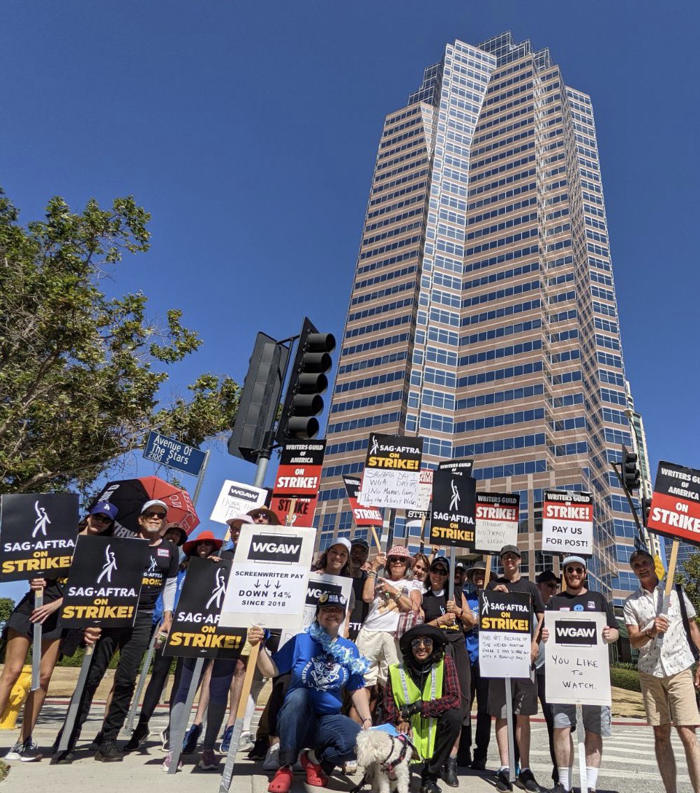 Captain’s Log
#Strike Date 75-2
At a Galaxy Gate not too far away
Our #WGAStrong crew welcomed #SAGAFTRAstrike Ship. Some had joined us in early days, but the entire fleet brings a new level of determination for #1u battle against The Empire #StarTrek #StarWars #SomeoneWroteThat
