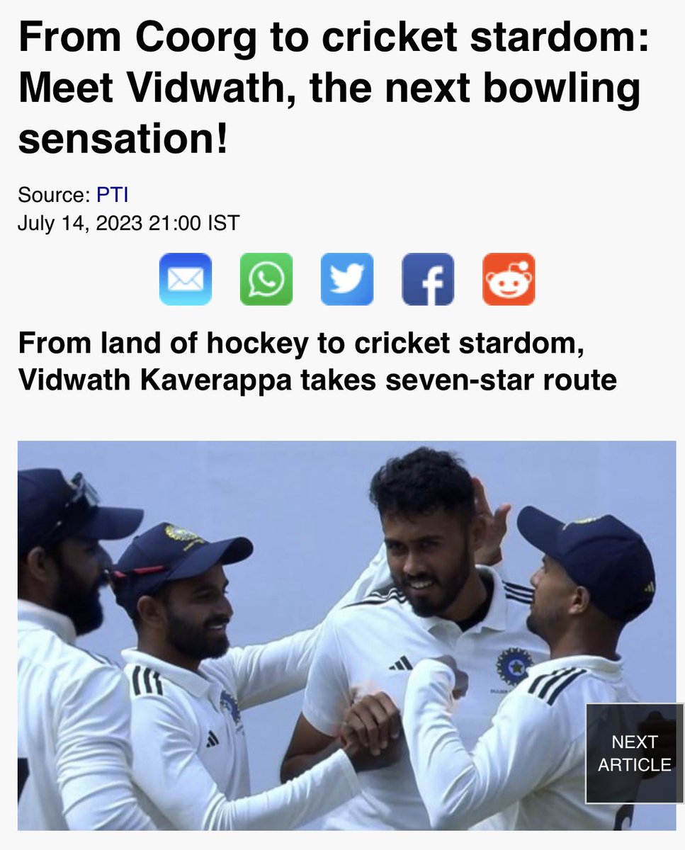 Kodavas are minority community in the world on the verge of extinct with no political backing. That doesn’t stop this amazing community from being achievers. 

New cricket sensation Machimada Vidwath Kaverappa!

#cricket #india #duleeptrophy #Ashes2023