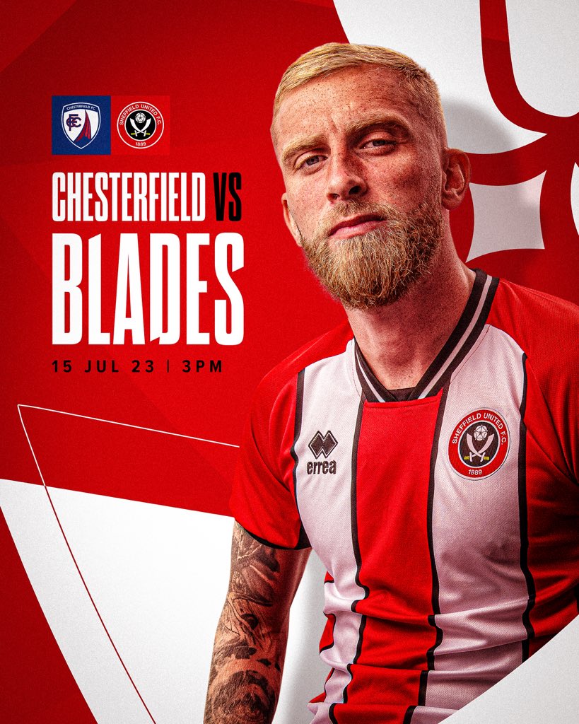SheffieldUnited's tweet photo. The Blades are back! ⚔️😍

A first look at our 23/24 @ErreaOfficial home kit in action, as United make the short trip to @ChesterfieldFC. 

This game is available live on SUTV. 📺 https://t.co/9S9GH4FBWg