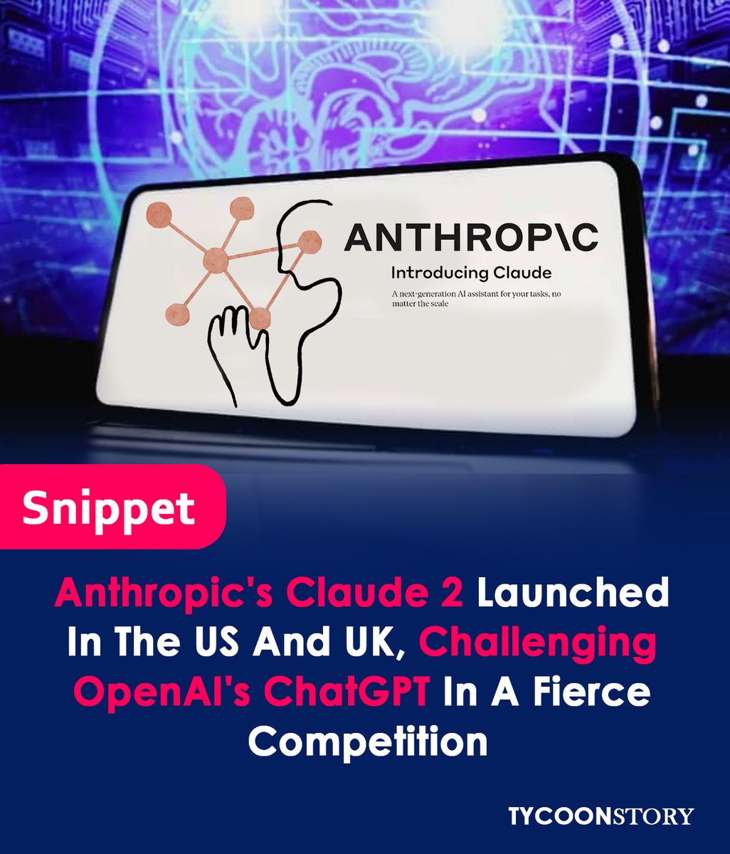 TycoonStoryCo's tweet photo. Anthropic's Claude 2 challenges OpenAI's ChatGPT, igniting chatbot rivalry in the US and UK.
#Anthropic #Amodei #technologynews #openai #robots #business #AnthropicAI #ChatGPTAlternative #DanielaAmodei #Claude2 @OpenAI @AnthropicAI https://t.co/QvgjbOjERb