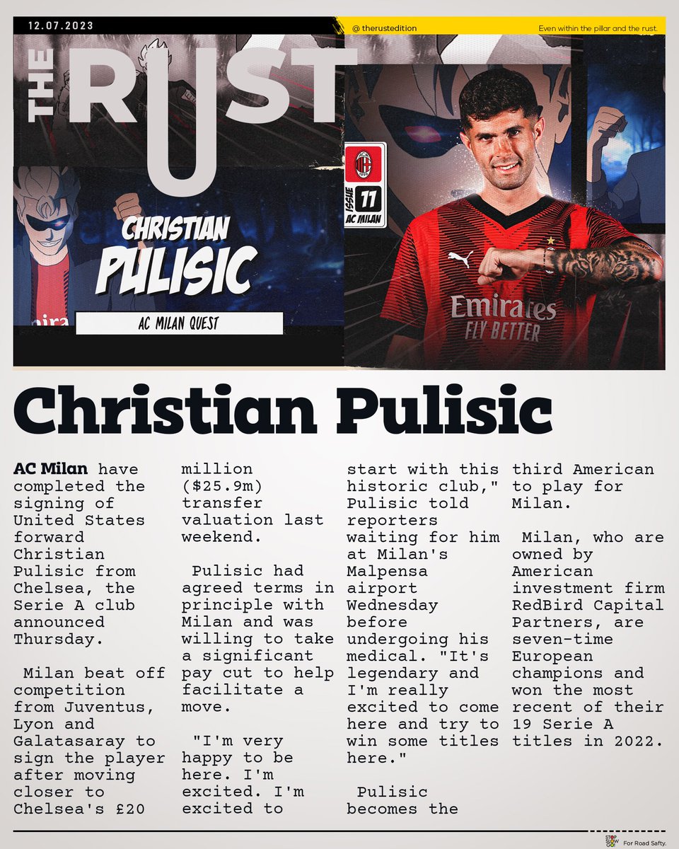 TheRustEdition's tweet photo. AC Milan have completed the signing of United States forward Christian Pulisic from Chelsea | #ForRust https://t.co/atnftMZba0