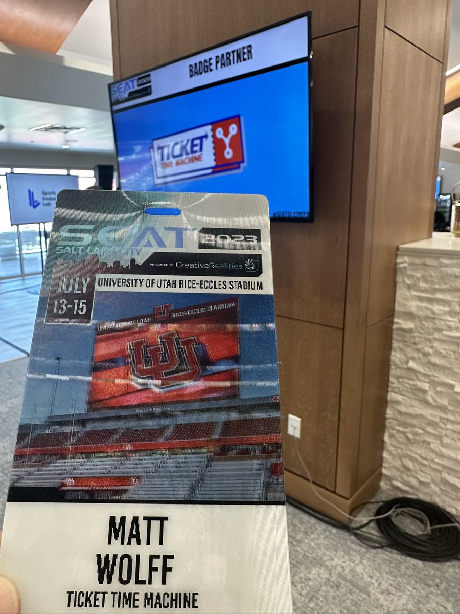 TicketTimeMach1's tweet photo. Great 1st day at @SEATconference!@Rice_Eccles at @UUtah. Shout out to Josh Barney for bringing it back after a long hiatus.
Fun happy hour by @getvozzi
Excited to see what Day 2 brings!
#SEATSLC2023
#TicketsAreComing #ThatsTheTicket #MobileTicketsAreLame #TicketTimeMachine™ https://t.co/A4t0dTcRB4