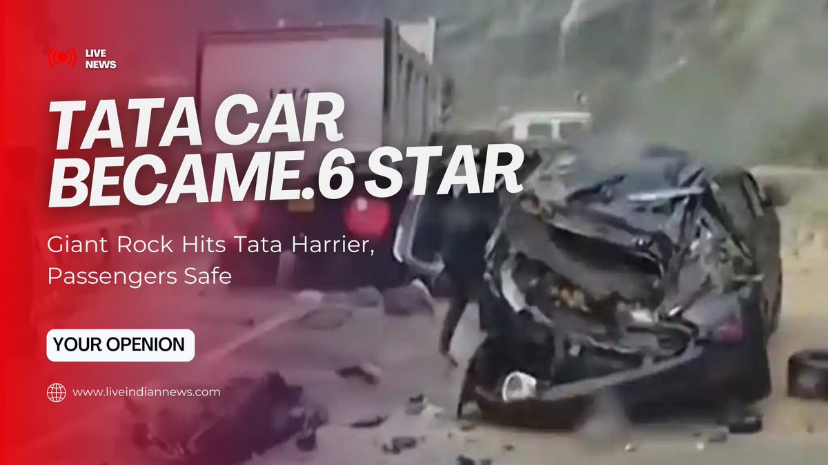 A huge landslide and rock hit the car but passengers are safe!! #TataMotors #safety #cars #carwale #tata #indianpride
