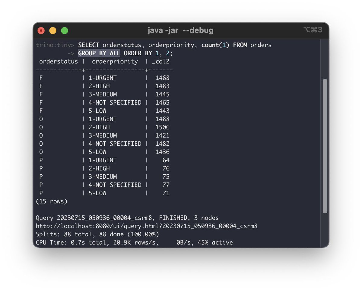 ebyhr's tweet image. SnowflakeのGROUP BY ALLを試しにTrinoで実装して遊んでみてるけど確かにこれは便利ですね。#trinodb #trino
