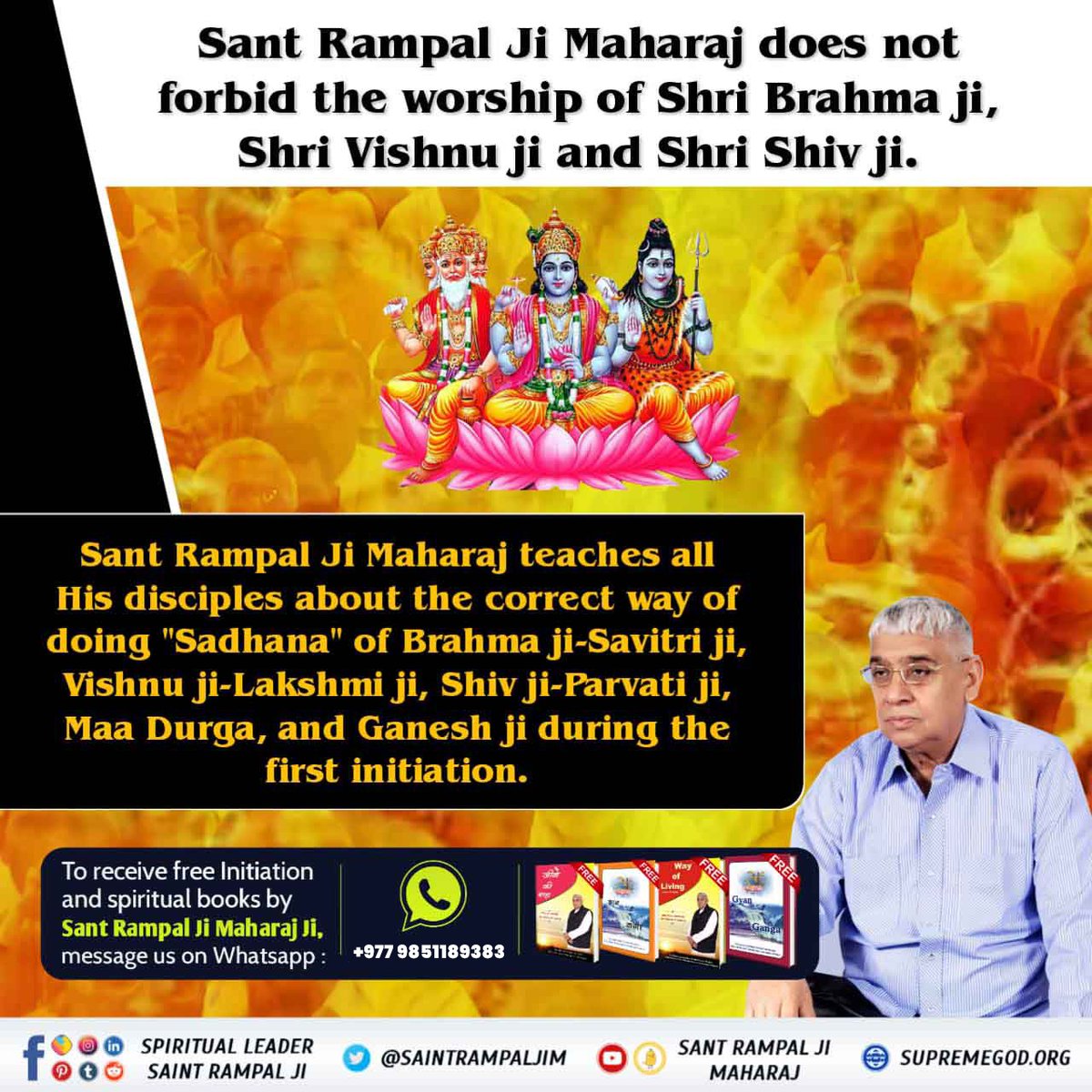 ArunDas35672078's tweet photo. In our body there are chakras of Ganesh ji, Brahma-Savitri ji, Vishnu-Lakshmi ji, Shiva-Parvati ji and Durga ji.
Sant Rampal Ji Maharaj provides true mantras which activate these chakras.
#त्रिदेवको_शास्त्रानुकूलसाधना https://t.co/Tn0bzrEJCB