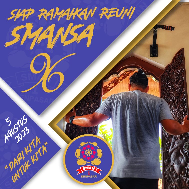 Haloo !! Saya <a href="/darma78/">darma</a>, Saya siap RAMAIKAN ACARA REUNI SMANSA 96 !
Get yourself this Twibbonize frame at twb.nz/reunismansa96
Don't forget to follow <a href="/twibbonize/">Twibbonize</a> for further updates!
#twibbonize