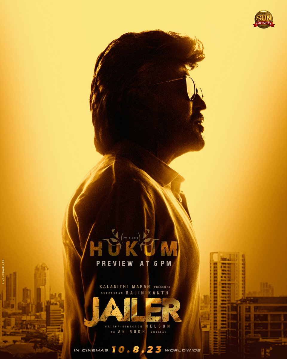 Sun Pictures (@sunpictures) on Twitter photo Oru chinna Preview-ku ready-ah? #HukumPreview Today at 6 PM 🙌🏼
#Hukum #Jailer
<a href="/rajinikanth/">Rajinikanth</a> <a href="/Nelsondilpkumar/">Nelson Dilipkumar</a> <a href="/anirudhofficial/">Anirudh Ravichander</a> <a href="/soupersubu/">supersubu</a> Oru chinna Preview-ku ready-ah? #HukumPreview Today at 6 PM 🙌🏼
#Hukum #Jailer
<a href="/rajinikanth/">Rajinikanth</a> <a href="/Nelsondilpkumar/">Nelson Dilipkumar</a> <a href="/anirudhofficial/">Anirudh Ravichander</a> <a href="/soupersubu/">supersubu</a>
