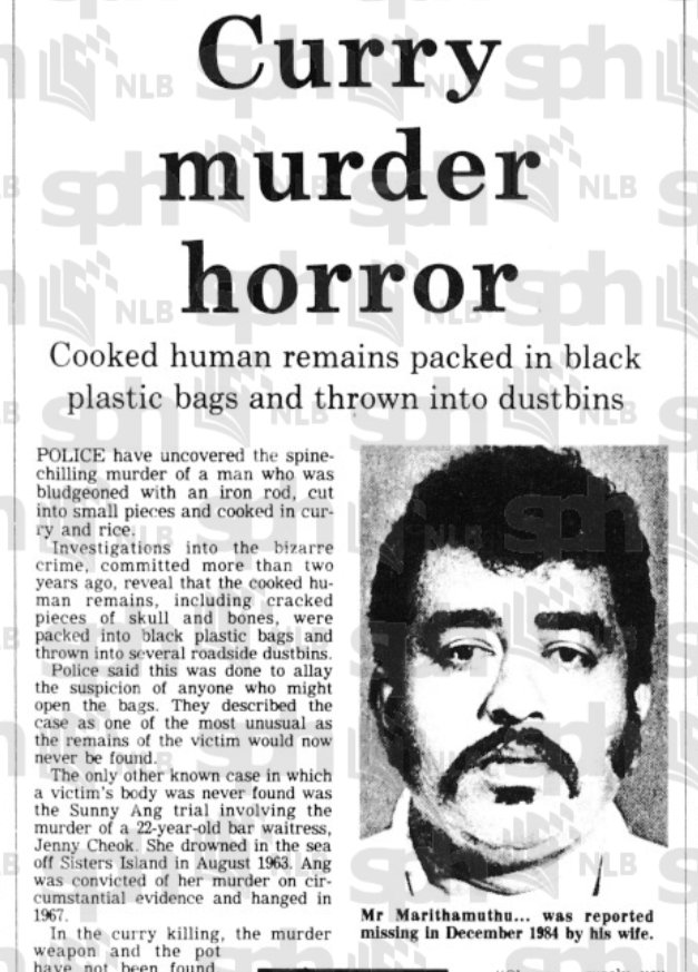 creepylogy_'s tweet photo. -CURRY MURDER- 

Pernah terjadi di Singapura, 1984. 

Cara membuat: 

Masukkan bawang merah, cabai merah, jahe, kunyit, rempah bubuk (bisa gunakan bumbu madras), dan masala. Yang  terakhir masukkan daging, jeroan, tulang, rambut dari tubuh suami.

📷https://t.co/CP0nG61AiX https://t.co/3fjVUlCLvU
