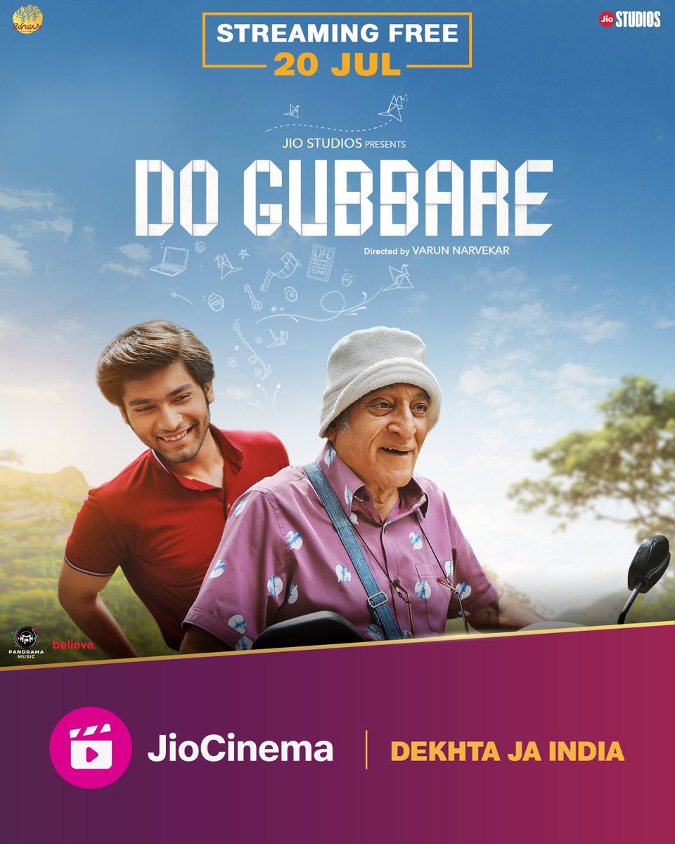 Paraaye se sheher mein bhi aayega apne waala feel jab milenge ye Do Gubbare! 💛✨
#DoGubbareOnJioCinema streaming free, 20 July onwards. #DoGubbare #JioCinema
<a href="/mohanagashe/">Mohan Agashe</a> <a href="/MalhaarRathod/">Malhaar Rathod</a> <a href="/manasi_parekh/">Manasi Parekh</a> @varunNarvekar #JyotiDeshpande <a href="/jiostudios/">Jio Studios</a> <a href="/vicecaptainvyom/">Vyom Charaya</a> <a href="/akshata_vedak/">Akshata Vedak</a>