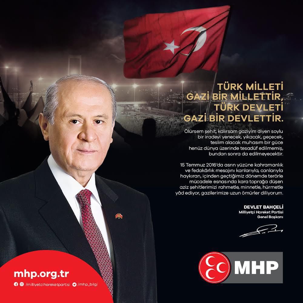 TÜRK MİLLETİ GAZİ BİR MİLLETTİR, TÜRK DEVLETİ GAZİ BİR DEVLETTİR.