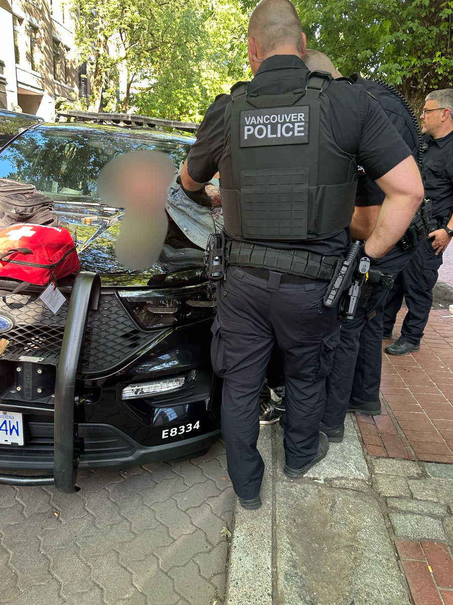 #Busted after a 4 block foot chase with some of #VancouversFinest …and fastest. He was wanted on an arrest warrant. DYK we make about 60 arrests a day. #NeverADullMoment