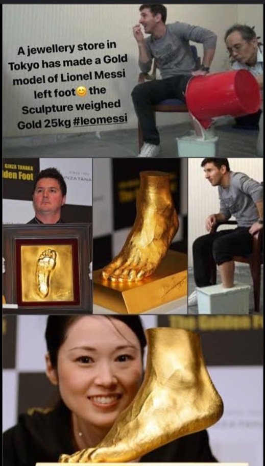 AliLoyie's tweet photo. Unpopular opinion:-
The Golden foot award that Ronaldo fans claim messi has never one is messi's own foot which japanese used to design the trophy. https://t.co/ky3DjzUjzb