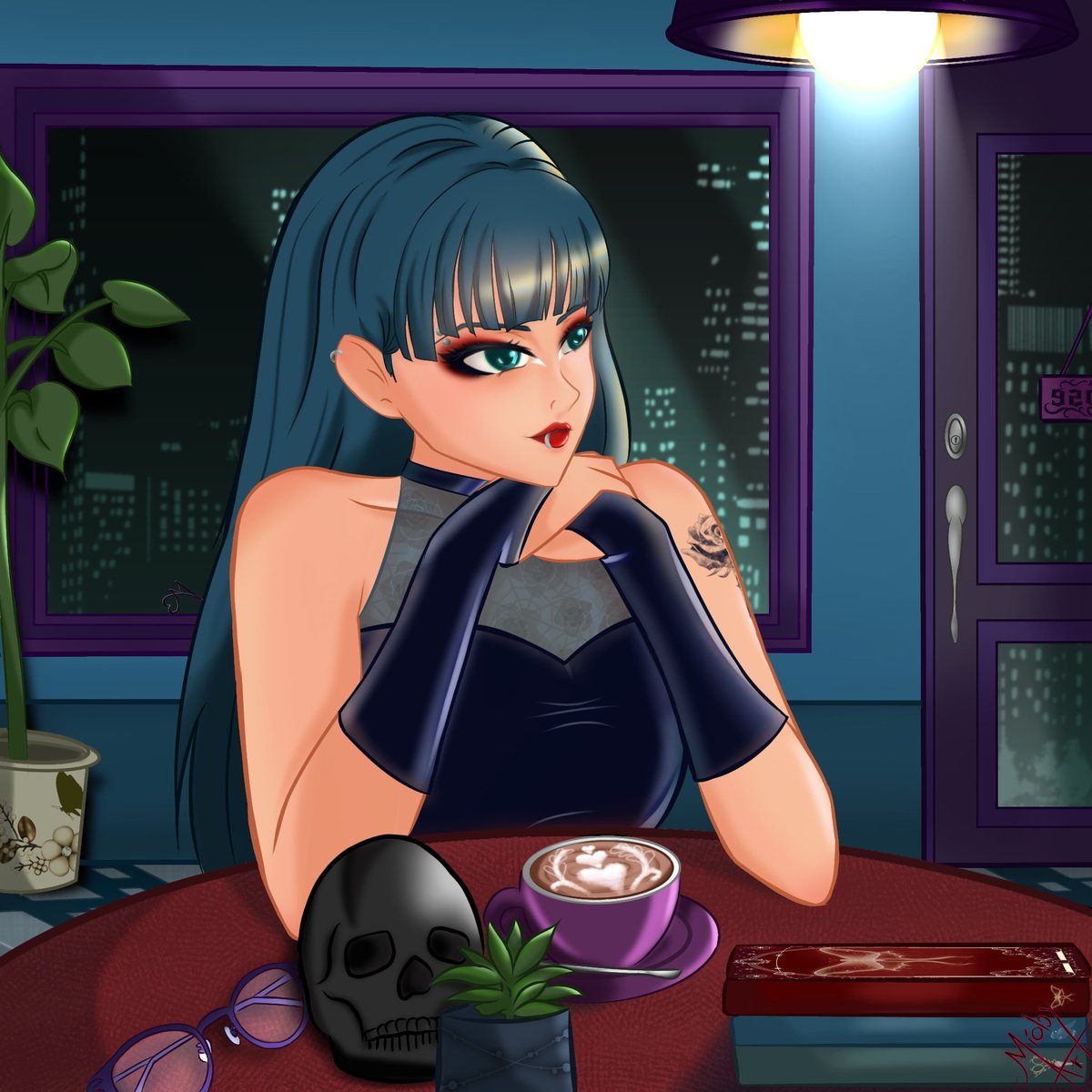 Mioby_Art's tweet photo. No suelo hacer muchos fondos o muchos detalles pero realizar este dibujo me encantó ☕🦇✨
#gothicstyle #gothgirl #coffebar #ibispaintx #digitalartist #fyp https://t.co/DoCOHmz2lq