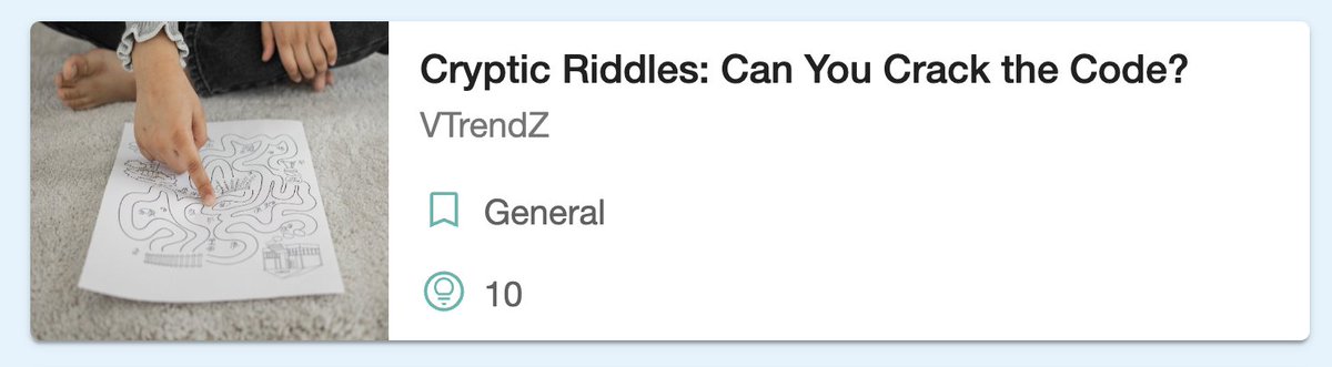 Vtrendzlearnio's tweet photo. Cryptic Riddles: Can You Crack the Code?

https://t.co/bWuauDPpHM

#Riddles #Crackthecode #Quiz https://t.co/HMcixIOZ9D