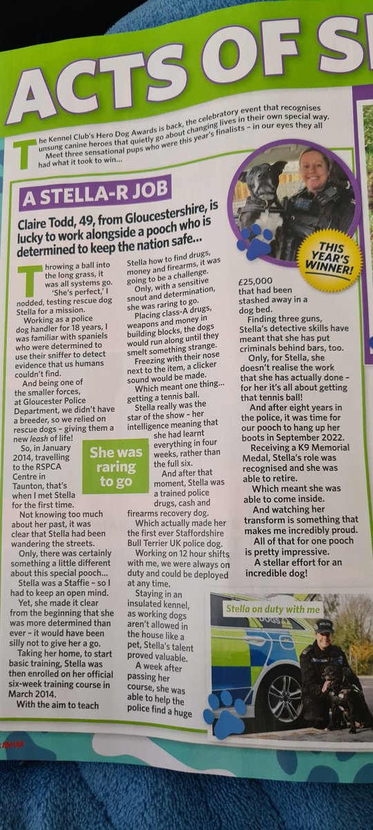 I've had to wait 3 months for it here in Australia, but finally I've got the PICK ME UP magazine featuring <a href="/RPD2025STELLA/">Retired Police Dog Stella the Staffie</a>!! Yay! 💙🐾