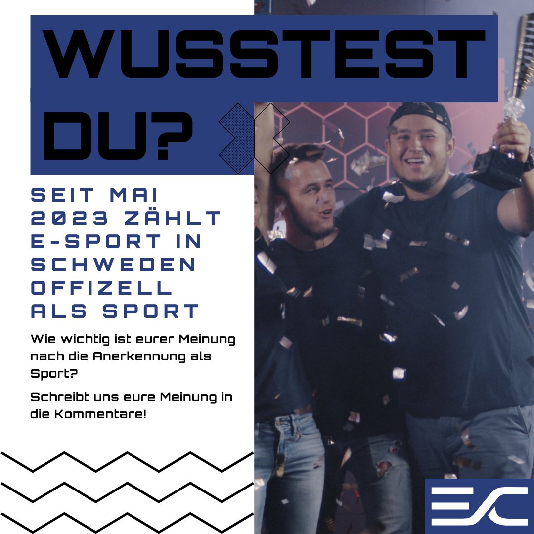 🎉E-Sport Fakten und Fragen🎮
Ein großer Schritt in die richtige Richtung? 
Schweden hat E-Sport offiziell seit Mai 2023 als Sportart anerkannt! 💻🏆 
Was meint ihr, wie wichtig ist die Anerkennung als Sport für den E-Sport?🌍 
#eSports #Schweden #Gaming