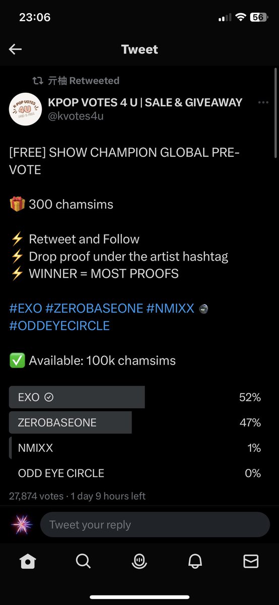 VeLo6104's tweet photo. @kvotes4u Done for #EXO https://t.co/RqBgBz9alE