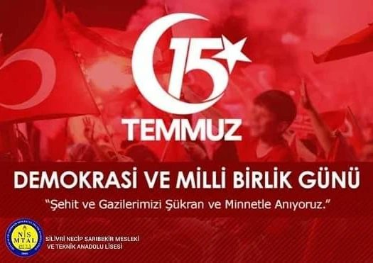 İstiklalimiz ve istikbalimiz uğruna şehadete koşanların destanı 15 Temmuz Demokrasi ve Milli Birlik Günü’nün yıl dönümünde Aziz Şehitlerimizi ve Kahraman Gazilerimizi rahmetle ve saygıyla anıyoruz.🇹🇷🇹🇷
#15TEMMUZDESTANI
<a href="/tcmeb/">Millî Eğitim Bakanlığı</a>
<a href="/istanbulilmem/">İstanbul İl Millî Eğitim Müdürlüğü</a>
<a href="/memsilivri/">Silivri İlçe Millî Eğitim Müdürlüğü</a>
<a href="/ArtarZeki/">Zekeriya Artar</a>
<a href="/AhmetSevginn/">Ahmet</a>