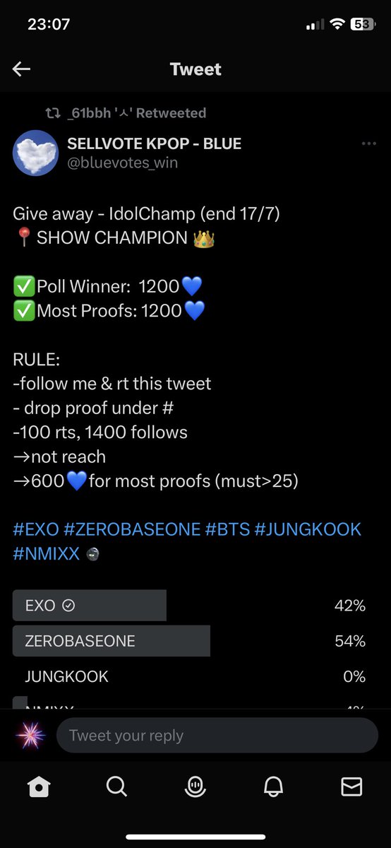 VeLo6104's tweet photo. @bluevotes_win Done for #EXO https://t.co/DCgqDY0fWf