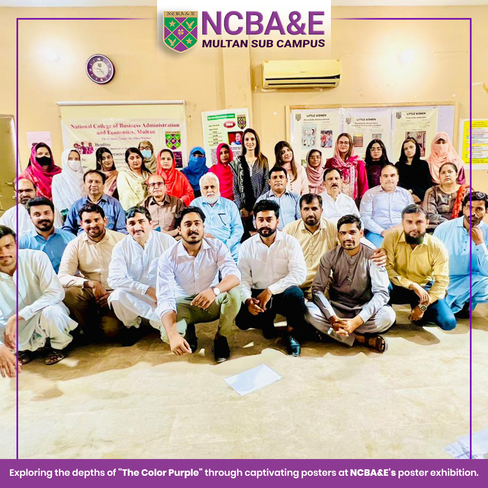 Kudos to Miss Sarah Shamshad and the English Department at NCBA&E University for organizing an insightful poster exhibition on characters from Alice Walker's novel, The Color Purple. A celebration of literature and creativity! #PosterExhibition #LiteraryAnalysis #NCBAEUniversity
