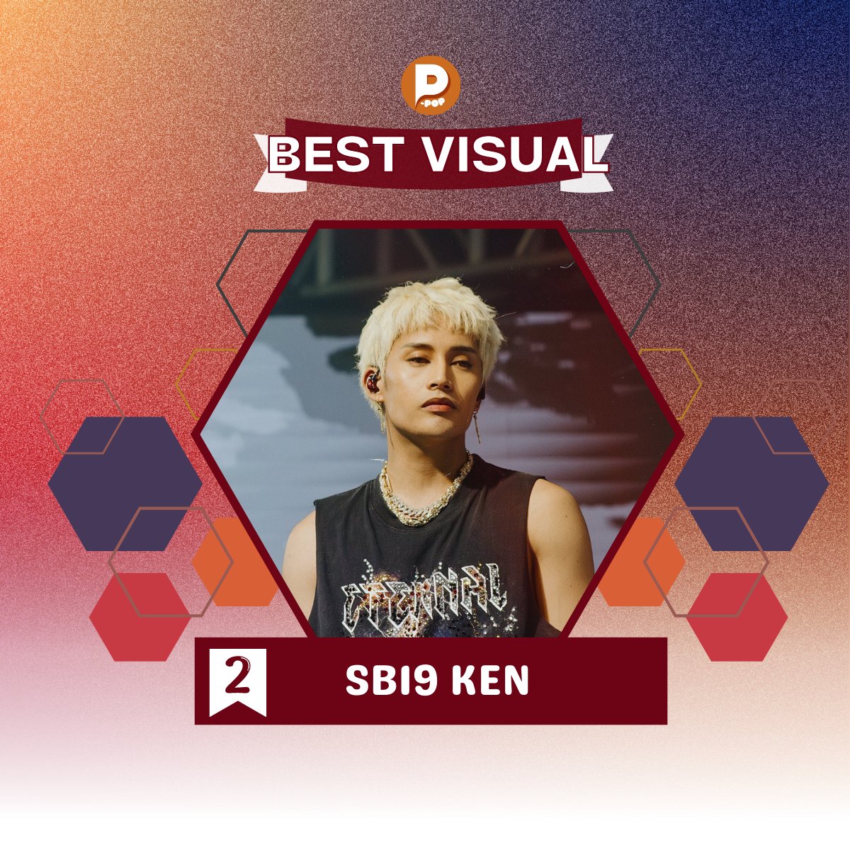 PPOP_app's tweet photo. ✨2023 P-POP Best Visual✨
[💛] Boy Group Category

🥈RANK #2 : #SB19_KEN
🔥Final Votes:  221755 | 21.1%

Congratulations! 👏🏼👏🏼 https://t.co/zmmzhvyCUZ
