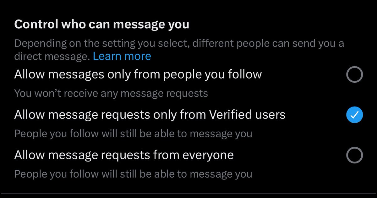 michaelybecker's tweet photo. PSA: go into your settings and change this new insane *default* setting so that not only bluechecks are allowed to message you(?!?!?!) https://t.co/ieIMtqlDE7