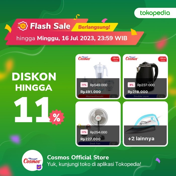 cosmosonline's tweet photo. FLASH SALE Cosmos BESOK banget hari Minggu 16 Juli 2023 di Tokopedia. Dapatkan diskon hingga 11%. Flash sale ini berlangsung cuma 1 hari. Jadi, jangan sampai kelewatan yaaa! 🤩
#BanggaCosmos #Flashsale #flashsaletokopedia #tokopedia #promocosmos https://t.co/dFZbd2lY7B