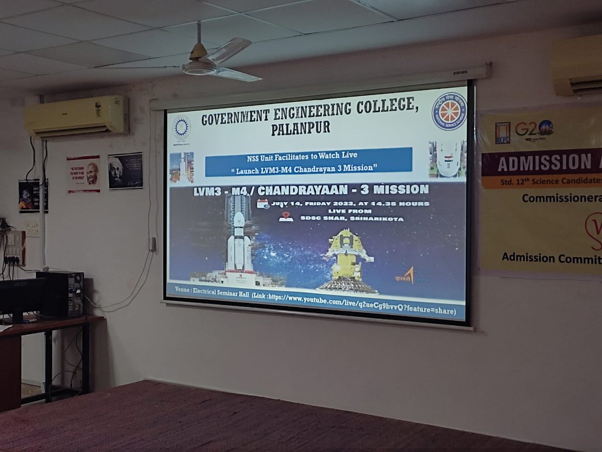 gecpalanpur2009's tweet photo. NSS unit of Government Engineering College Palanpur facilitates to watch live "Launch LVM3-M4 chandrayan 3 mission on 14th July at 2:35 p.m. to make the students aware about the technology.@kbjudal @BanaskanthaGog https://t.co/W7HqGyN49X