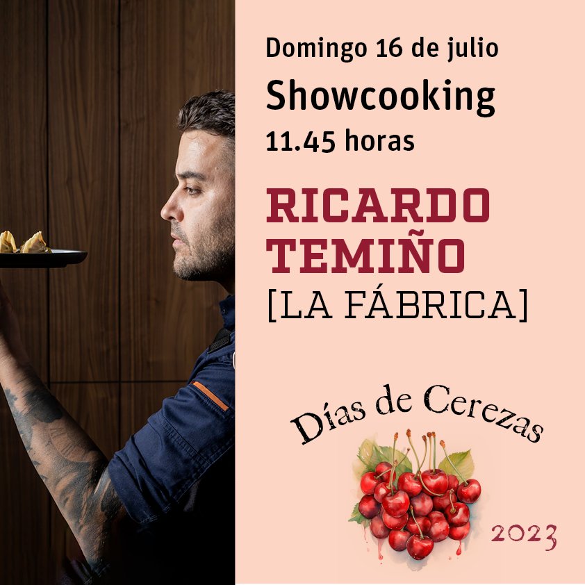 caderechas's tweet photo. Este domingo en la Plaza Mayor de #Burgos tienes una cita con la #cocinacreativa y las #cerezas de las #Caderechas de la mano de @ricardotemi y #jesusiñiguez, con @gastro_burgos https://t.co/3aHrDRJlpg
