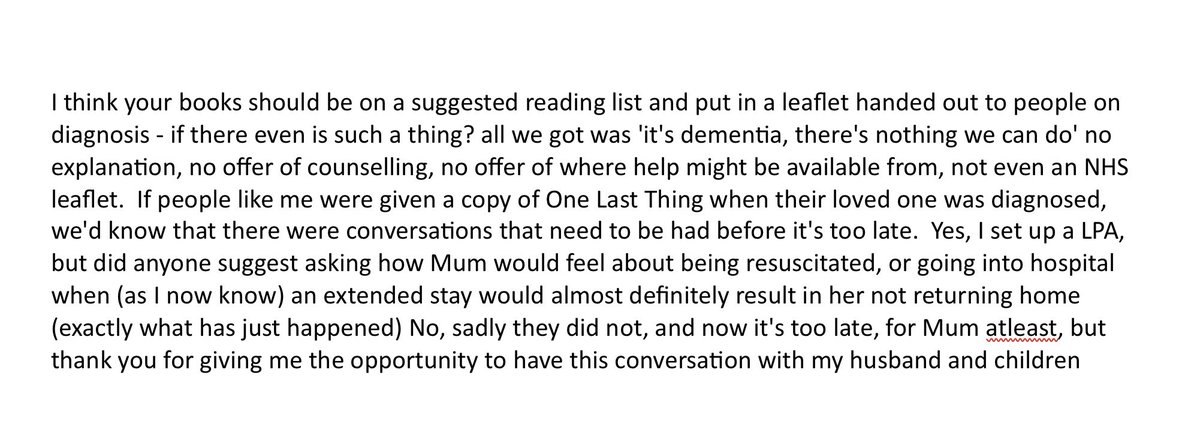 WendyPMitchell's tweet image. How sad people are still being given a diagnosis in the same demoralising way I was 9 years ago…☺️ ……Come on memory clinics catch up!!!

An email I received today included this.