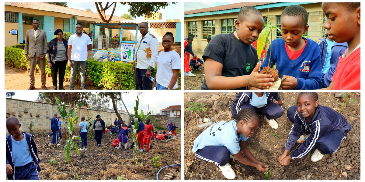 KPlasticspact's tweet photo. We appreciate Bidii Primary School's Environment Club for hosting us yesterday as we launched our #BinItRight plastic waste separation campaign for schools. The pupils had an informative session that ended with a tree planting excercise. https://t.co/wCUnfa4xZk