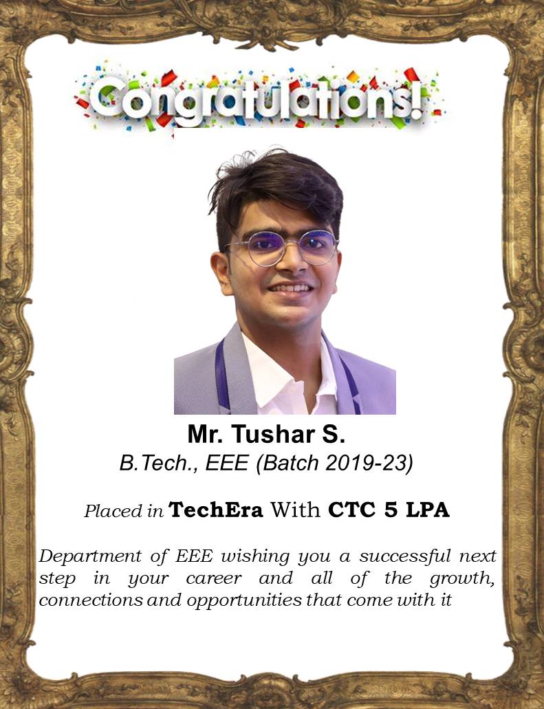 EeeHits's tweet photo. The Department of @EeeHits extends its best wishes for a successful journey in the future career endeavors. #HITS #HindustanUniversity #MyHindustan #HITSEEE #Placements https://t.co/Ry96pKqumd