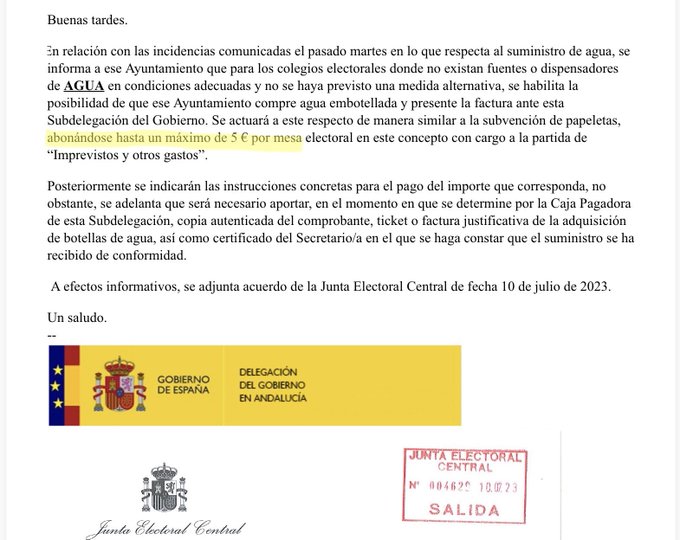 Pedro Sánchez solo da 5€ para agua el día de las Elecciones