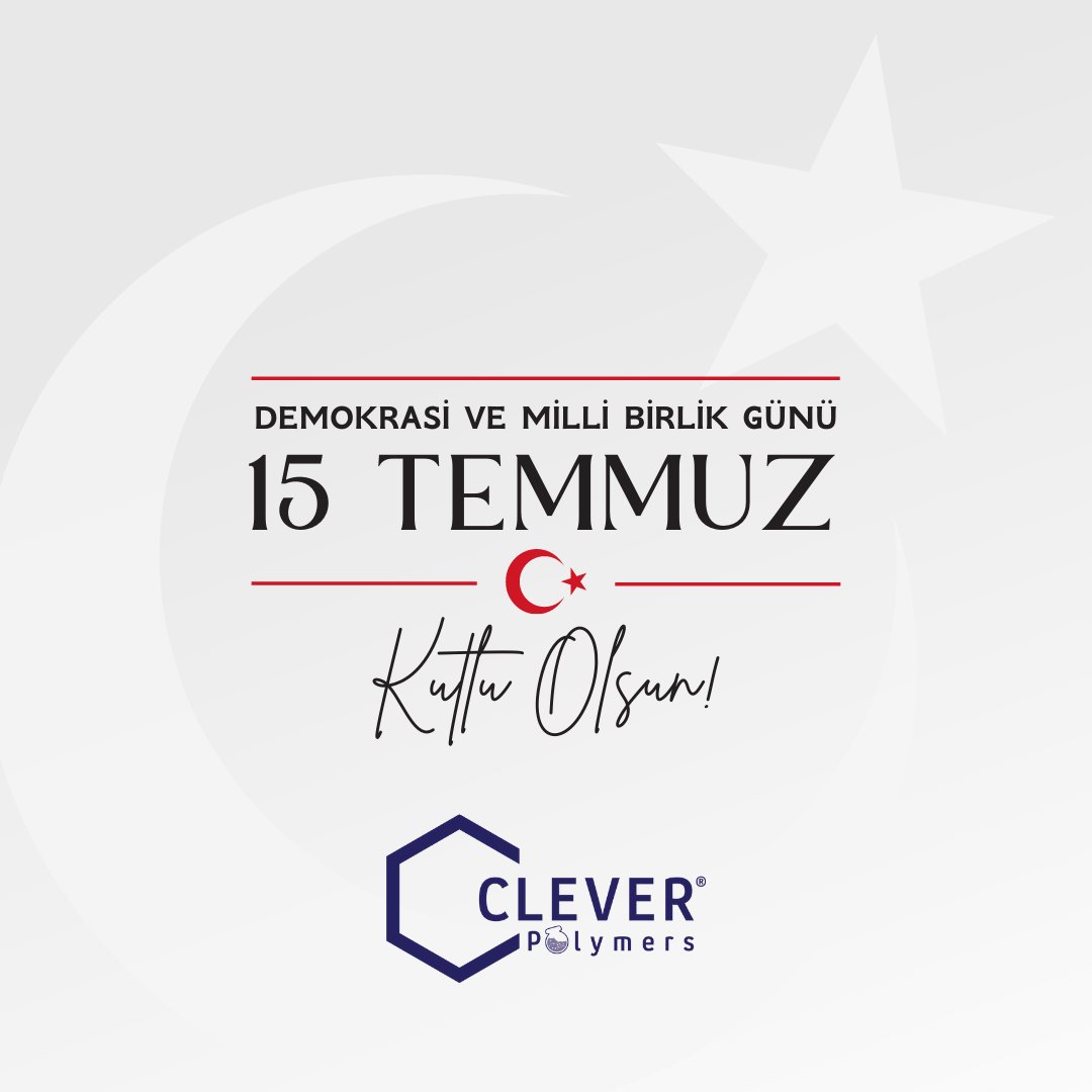 15 Temmuz Demokrasi ve Milli Birlik Günü kutlu olsun. 

#Clever #CleverPolymers #15Temmuz #DemokrasiveMilliBirlikGünü