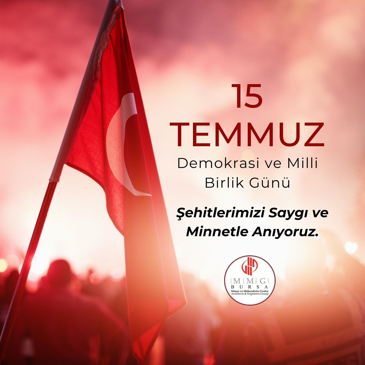 mmgbursa's tweet photo. 15 Temmuz hain darbe girişimine karşı, vatanımızın birlik ve beraberliğini korumak adına canlarını feda eden şehitlerimizi rahmetle anıyor, gazilerimize şükranlarımızı sunuyoruz. 🇹🇷 https://t.co/ynFa9x8EBK