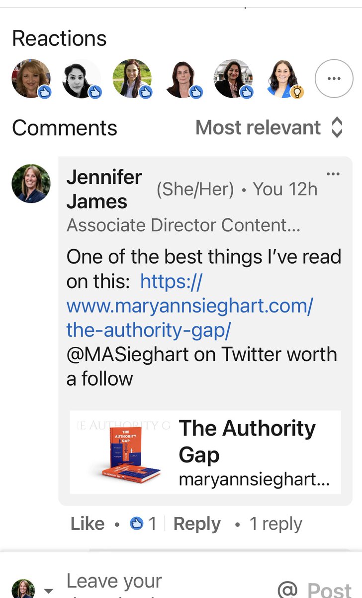 Touting your wares ⁦@MASieghart⁩ over on ⁦@LinkedIn⁩ 📚 #TheAuthorityGap