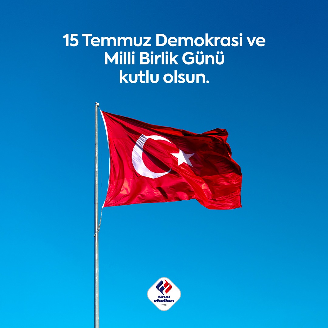 FinalFatih's tweet photo. 15 Temmuz Demokrasi ve Milli Birlik Günü kutlu olsun.

#FinalOkulları #15TemmuzDemokrasiveMilliBirlikGünü https://t.co/77eeWc7jdD
