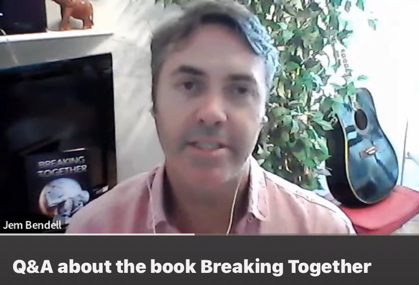 A recent Q&A on @jembendell’s new book #BreakingTogether - a freedom-loving response to #Collapse “As I have been suspended from Twitter, I'd like to ask your help so that a Q&A on my book can be heard about.” The event was hosted by @deepadaptation youtu.be/tTUf5SWn21c