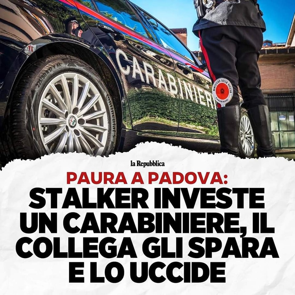 AlessioColzani's tweet image. ⚠️ STALKER #INVESTE UN #CARABINIERE. IL COLLEGA GLI #SPARA E LO #UCCIDE

@matteosalvinimi: "Il Carabiniere ha sparato per salvare la vita ad un collega, l’aggressore è morto. Dispiace, ogni morte è una sconfitta, ma siamo vicini al Carabiniere, a lui la mia solidarietà".