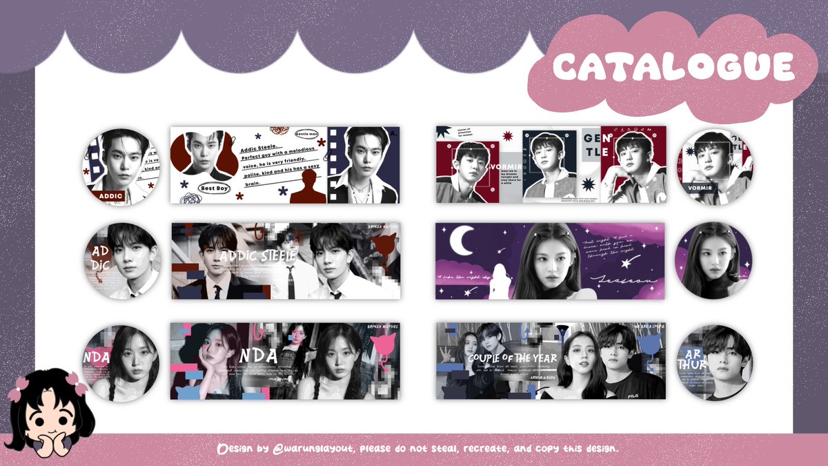 — help rt thank you

Hi sweetiest 🍓 aku open layout request seperti biasa, yang mau order bisa langsung DM aja 💭 harganya mulai dari 10k-25k aja ʕ·ᴥ·　ʔ Yuk mampir diliat-liat dulu, siapa tau ada yang suka 🐇 happy shopping 🛍

#zonauang