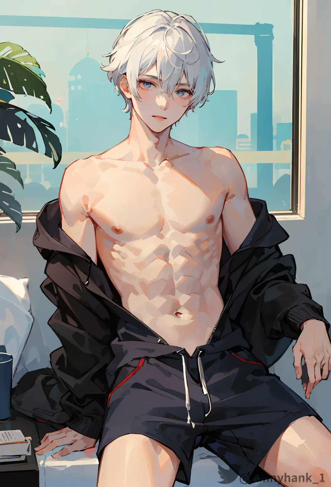 Muscular Anime Man Shirtless Manga Boy