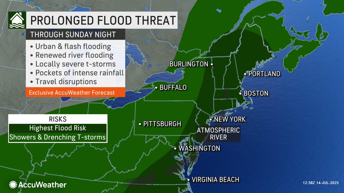 ariellascalese's tweet photo. Saturday may feature some isolated thunderstorms, but the next slow-moving front arrives Sunday afternoon into Monday producing another round of heavy rain and thunderstorms. @accuweather https://t.co/V5wWejaQvF