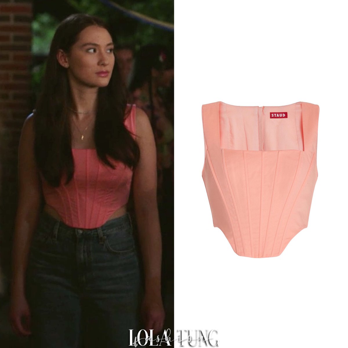 lolatungfashion's tweet image. Lola Tung as Belly Conklin wears the #Staud ‘Alice Top’ (Sold Out) and a pair of #Levis ‘High Loose Flare Jeans‘ (Sold Out) in #TheSummerITurnedPretty Season 2 | Episode 1: “Summer Lost”.