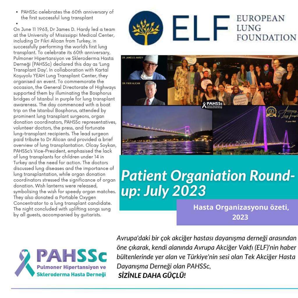 PAHSSc, ilk başarılı #AkciğerNakli.nin 60. yılını bir etkinlikle kutladı..

Teşekkürler <a href="/EuropeanLung/">European Lung Foundation</a> 

Haberin detayı:

europeanlung.org/en/news-and-bl…

14 yaş altındaki çocuklarımız ülkemizde akciğer nakli yapılamadığı için ölümcül sonuçlarla karşı karşıya kalıyorlar.
<a href="/saglikbakanligi/">T.C. Sağlık Bakanlığı</a>