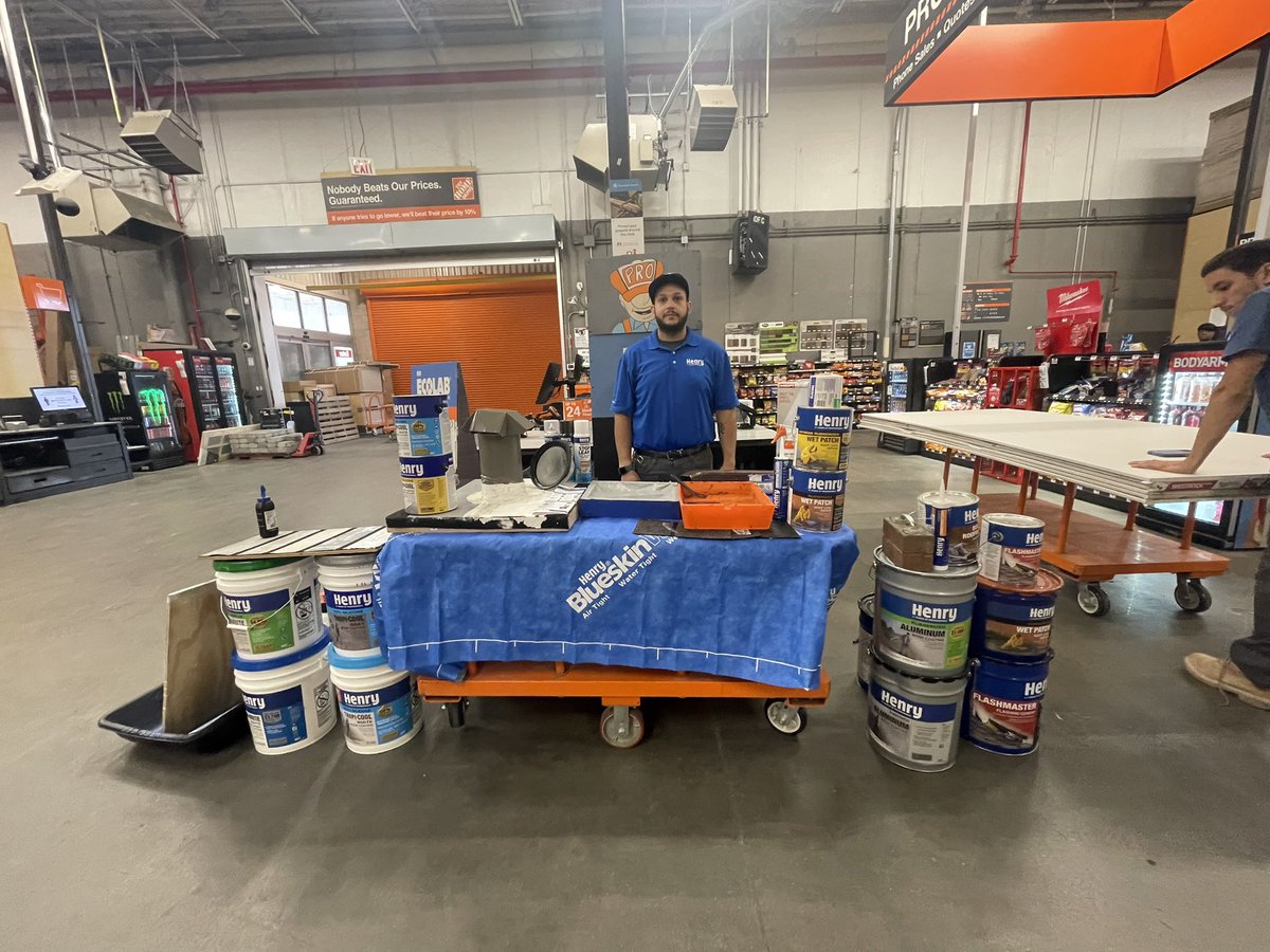 Nick Torres (@nickhenry01) on Twitter photo Conducting Saturday Demo for <a href="/HomeDepot/">The Home Depot</a> store
1265 -Cropsey! Featuring Henry's roof coatings! And instant leak stoppers. Stop by my table in front of the ProDesk and see for yourself why Henry's # 1 Choice of Professionals! <a href="/noelia_pina2/">Noelia Pina</a> <a href="/DipippaPat/">Patrick DiPippa</a> Conducting Saturday Demo for <a href="/HomeDepot/">The Home Depot</a> store
1265 -Cropsey! Featuring Henry's roof coatings! And instant leak stoppers. Stop by my table in front of the ProDesk and see for yourself why Henry's # 1 Choice of Professionals! <a href="/noelia_pina2/">Noelia Pina</a> <a href="/DipippaPat/">Patrick DiPippa</a>